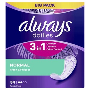 Always Dailies Liners Normal Unscented 54 Pads