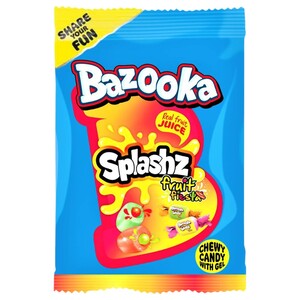 Bazooka Splashz Chewy Candies With Gel Fruit Fiesta Flavor 120G