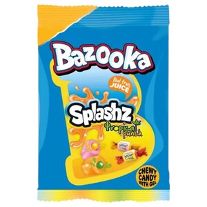 Bazooka Splashz Chewy Candy With Gel Tropical Punch Flavor 120G