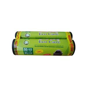 Eco Care Black Roll Garbage Bags 80X110 Cm 15 Sheets X 2 Pcs Offer