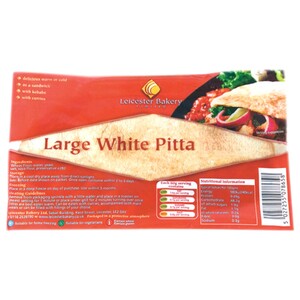 Leicester Bakery Large White Pitta Bread 450G