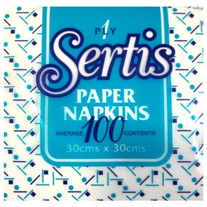 Sertis Napkins White 1 Ply 100 Pieces