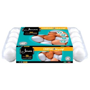 Jenan White Omega 3 Eggs Large 30 Pieces