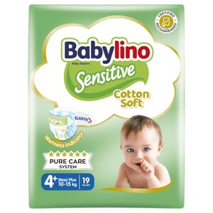Babylino Diapers Sensitive Cotton Soft Νο.4+ 10-15 Kg 19 Pieces
