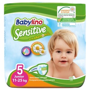 Babylino Sensitive Diapers No.5 11-25Kg 18 Pieces