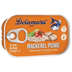 Delamaris Mackerel Picnic With Beans In Tomato Sauce 125G