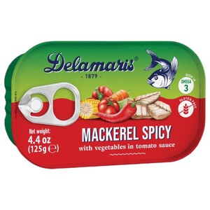 Delamaris Mackerel Spicy With Vegetables In Tomato Sauce 125G
