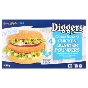 Diggers Chicken Quarter Pounders 4 Pieces 454G