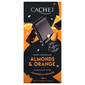Cachet Dark Chocolate Bar With Orange & Almond 100G