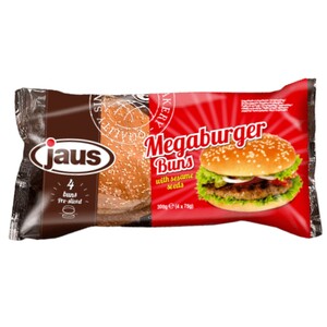 Jaus Mega Burger Buns 4 Pieces 300G
