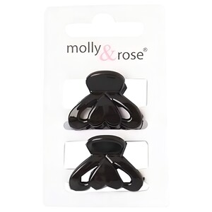 Molly & Rose Jaw Clips Black Heart Detail Small 2 Pieces