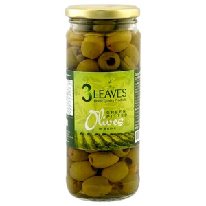 3 Leaves Pitted Green Olives Jar 345G