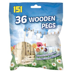 151 Wooden Pegs 36 Pieces