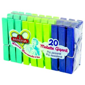 Minerva Pegs Plastic Giant Assorted Colours 20 Pieces