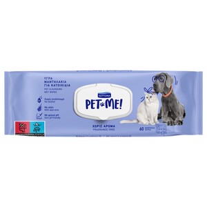 Septona Pet Me! Pet Cleansing Wet Wipes Fragrance Free 60 Pieces