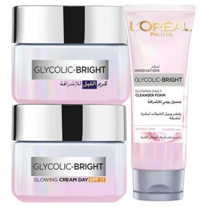L'oreal Glycolic Day Cream 50Ml + Night Cream 50Ml + Cleanser Foam 100Ml