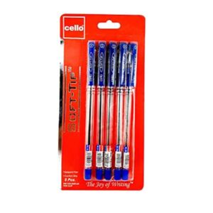 Cello Ball Pen Soft-Tip 0.7Mm Blue Blister Ce-Soft7-5B 5 Pcs