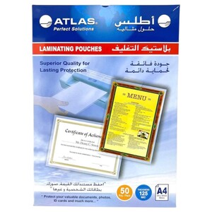 Atlas Lamination Pouch A4 125Mic 50Pas-L216x303x125-50