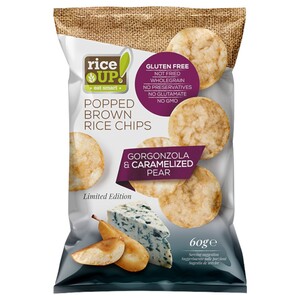 Rice Up! Popped Brown Rice Chips Gorgonzola & Caramelized Pear Gluten Free 60G