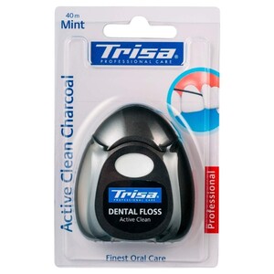 Trisa Dental Floss Active Clean Charcoal Mint 40M