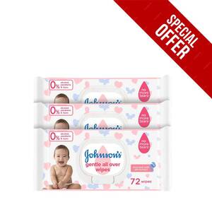 Johnson Wipes Gentle All Over 72Pcs 2+1 Free