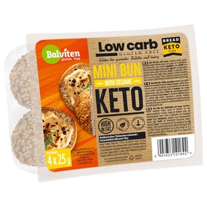 Balviten Low Carb Mini Bun With Sesame Gluten Free 4 Pieces 25G
