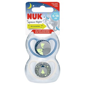 Nuk Space Night Silicone 6-18 Months 2 Pieces
