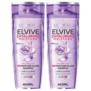 L'oreal Elvive Shampoo Hyaluronic Moisture 400Ml X2