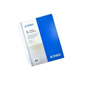 Maxi Polypropylene Notebook Subject 5 Spiral 200 Sheets 9.5X7 Mx-9-Ppsub5