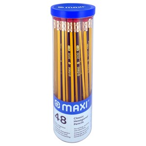 Maxi Black Lead Pencils Yellow & Black Jar 48 Pieces