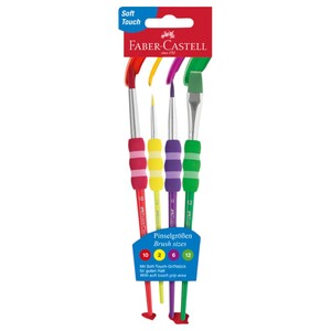 Faber Castell Grip Paint Brushes Round Flat 4 Pieces
