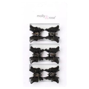 Molly & Rose Butterfly Black Small Clips 6 Pieces