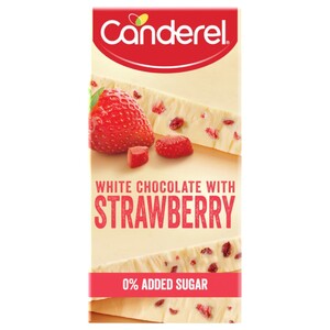Canderel White Chocolate With Strawberry Zero Added Sugar 75G
