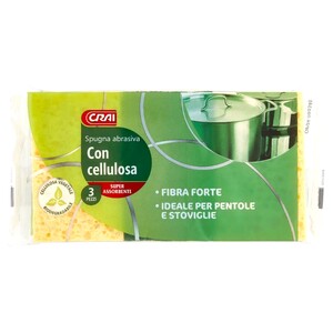 Crai Spugna Abrasiva Con Cellulosa 3 Pieces