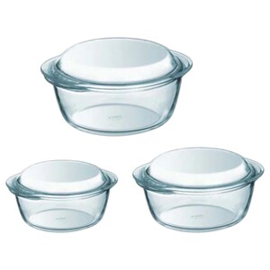 Pyrex Casserole With Lid 3'S Set 2.3+1.6+1L
