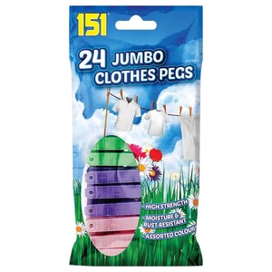 151 Jumbo Clothes Pegs 24 Pieces