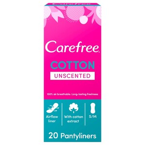Carefree Pantyliners Cotton Unscented 20 Pads