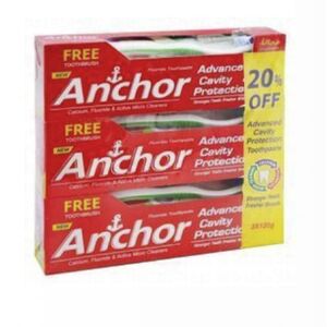 Anchor Toothpaste Advanced Cavity Protection 120 Gr +Toothbrush 3 Pcs