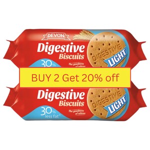 Devon Digestive Biscuits Light 250G X2 -20%