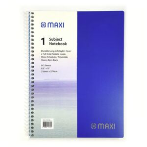 Maxi Polypropylene Notebook Subject 1 Spiral 80 Sheets 11X8.5 Mx-11-Ppsub1