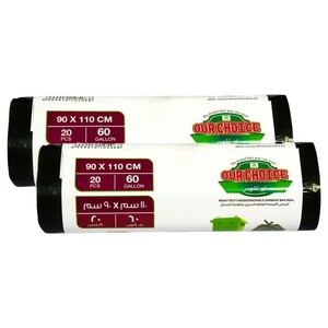 Our Choice Garbage Bio Degradable Bag Roll 60 Gallon 2 Pieces 90 X 110Cm 20 Sheets Offer