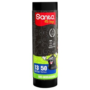 Sanita Biodegradable Tie Bags 50 Gallons 13 Pieces