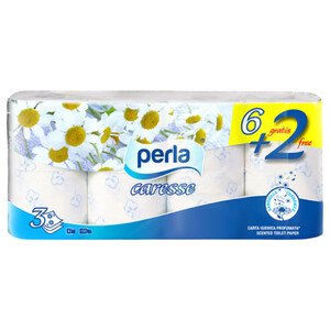 Perla Caresse Chamomile 3 Ply 6 + 2 Rolls