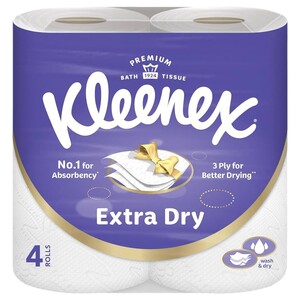 Kleenex Extra Dry Toilet Paper 3Ply 4 Rolls