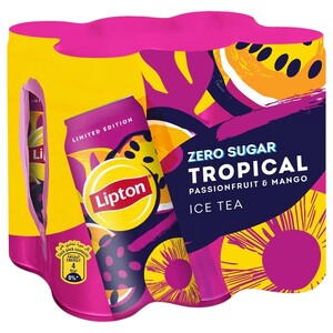 Lipton Ice Tea Tropical Passionfruit & Mango Zero Sugar 320Ml X6