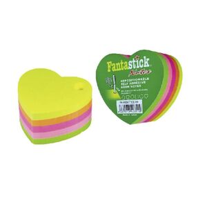 Fantastick Sticky Notes Fluor 5Col Hearts Assorted
