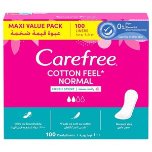 Carefree Cotton Feel Normal Fresh Scent Pantyliners 100 Pads