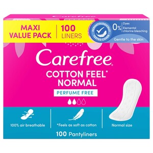 Carefree Cotton Feel Perfume Free Pantyliners 100 Sheets