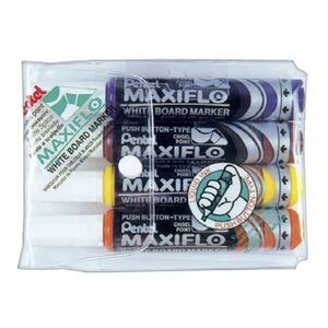 Pentel Maxiflo Slim Whiteboard Black Pen 4 Pieces