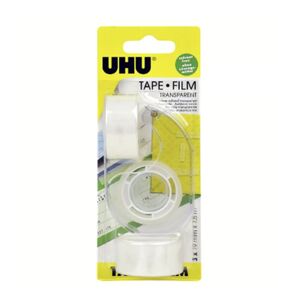Uhu Transparent Tape Refill 19 Mm X 7.5 M + Dispenser 3 Pcs